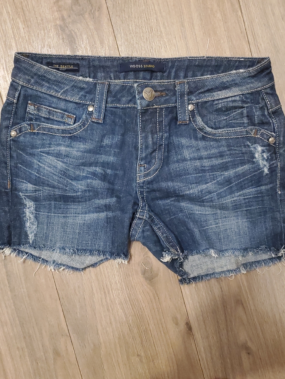 Vigoss Blue Distressed Denim Cutoff Shorts